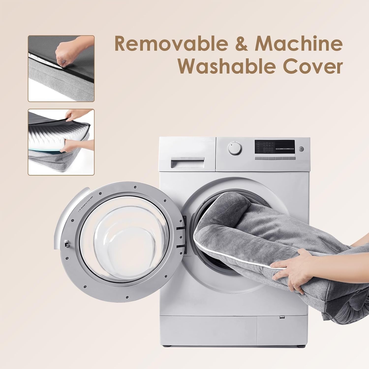 Orthopedic Dog Beds for Extra Large Dogs, Waterproof Memory Foam XXL Pet Bed with Sides, Non-Slip Bottom and Egg-Crate Foam Big Dog Couch Bed with Washable Removable Cover, Grey