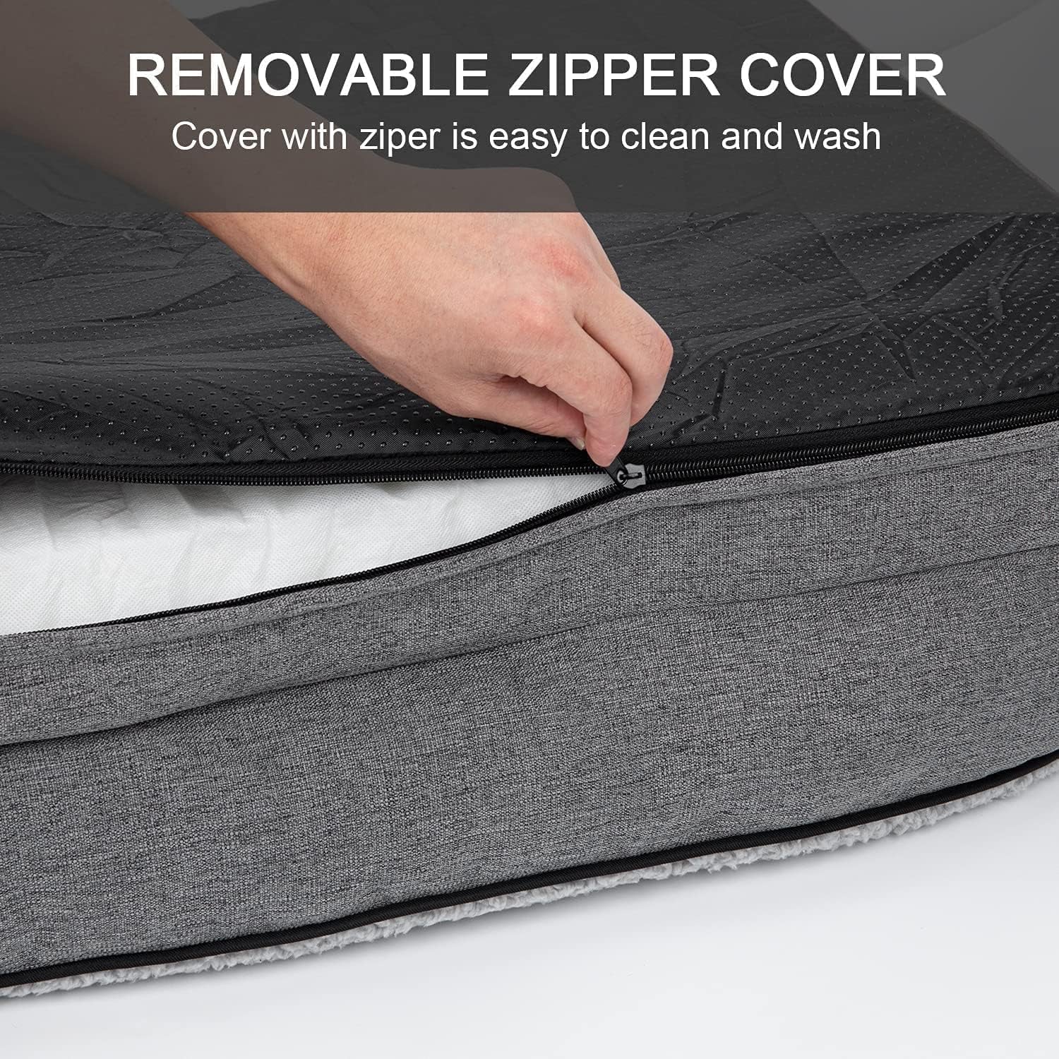 Bolster Couch Dog Bed for Large Dogs, Removable Washable Cover Pet Bed, Foam Nonskid Dog Mat (Xxx-Large)