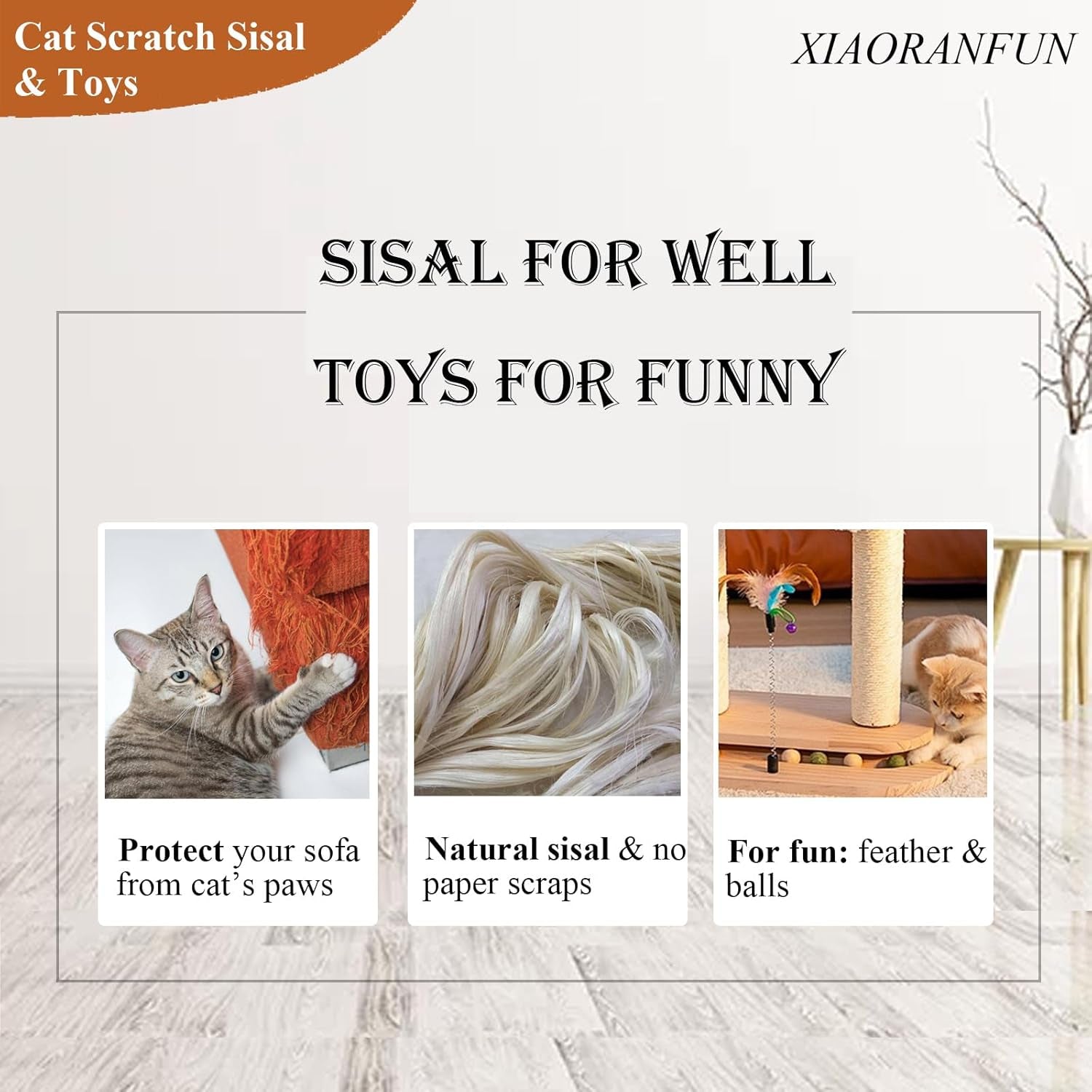 5-In-1 Small Wooden Cat Tree Tower,16.34" Lx11.81 Wx16.54 H,Natural Sisal Cat Scratching Post with Bed for Indoor Cats,Interactive Cat Feather Toy,Ball Track Toy for Kittens and Cats,White