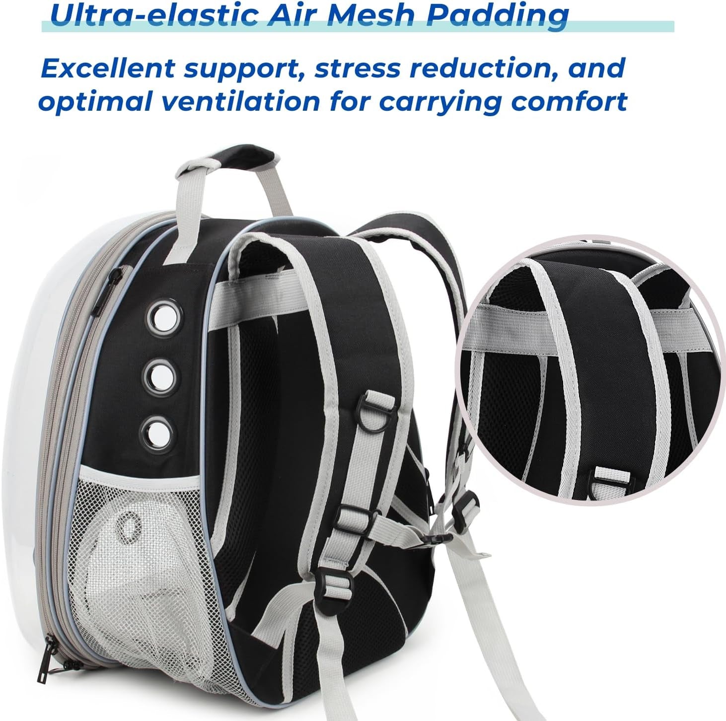 Cat Carrier Backpack, Bubble Expandable Backpack Carrier, Pets and Small Dogs,Airline-Approved, Designed for Travel, Hiking, Walking & Outdoor Use (Back Expandable-Black)