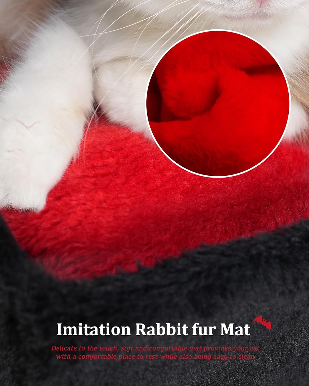 Gothic Cat Condo Cave for Indoor Cats, Spacious Indoor Coffin Cat House Bed,Large 20X13.5Inch Bunk Perch, Stable Cubbie for Pets Rabbits, Halloween Red Black