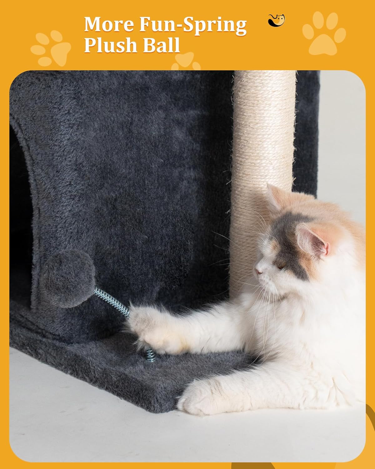 24In Cat Tree Tower with Scratching Post, 19 * 16.5In Window Perch for Large Cats, 2 Cat Condo Cubbies for Indoor Kittens, Dark Gray