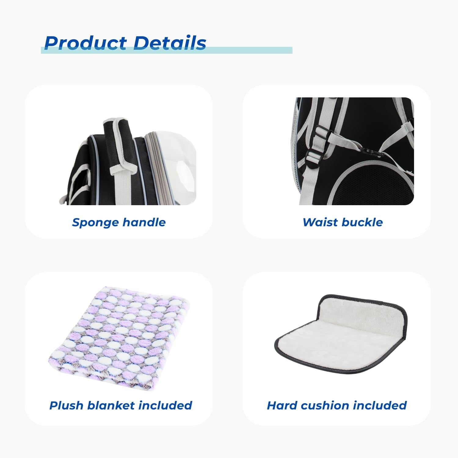 Cat Carrier Backpack, Bubble Expandable Backpack Carrier, Pets and Small Dogs,Airline-Approved, Designed for Travel, Hiking, Walking & Outdoor Use (Front Expandable-Black)