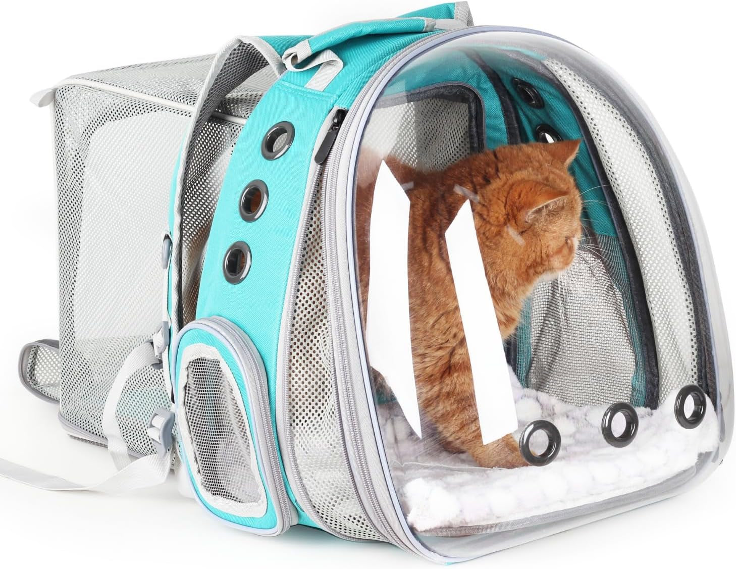Cat Carrier Backpack, Bubble Dual Expandable Backpack Carrier, Pets and Small Dogs,Airline-Approved, Designed for Travel, Hiking, Walking & Outdoor Use (Dual Expandable-Green)