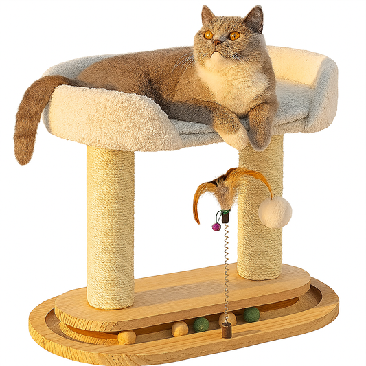 5-In-1 Small Wooden Cat Tree Tower