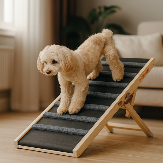 Adjustable Wooden Pet Ramp for Small Dogs & Cats