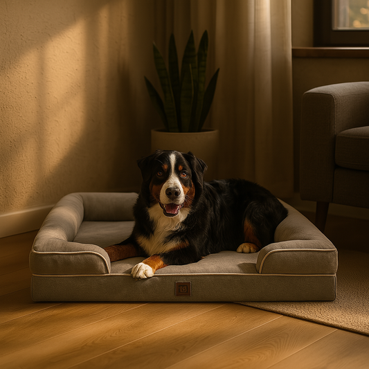 Orthopedic Memory Foam Dog Bed with Bolsters – Washable Cover