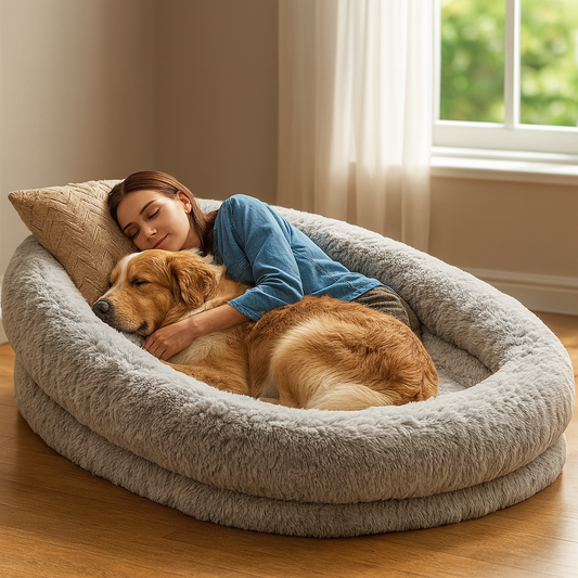 WaggZilla Faux Rabbit Fur Bed for Human & Dogs