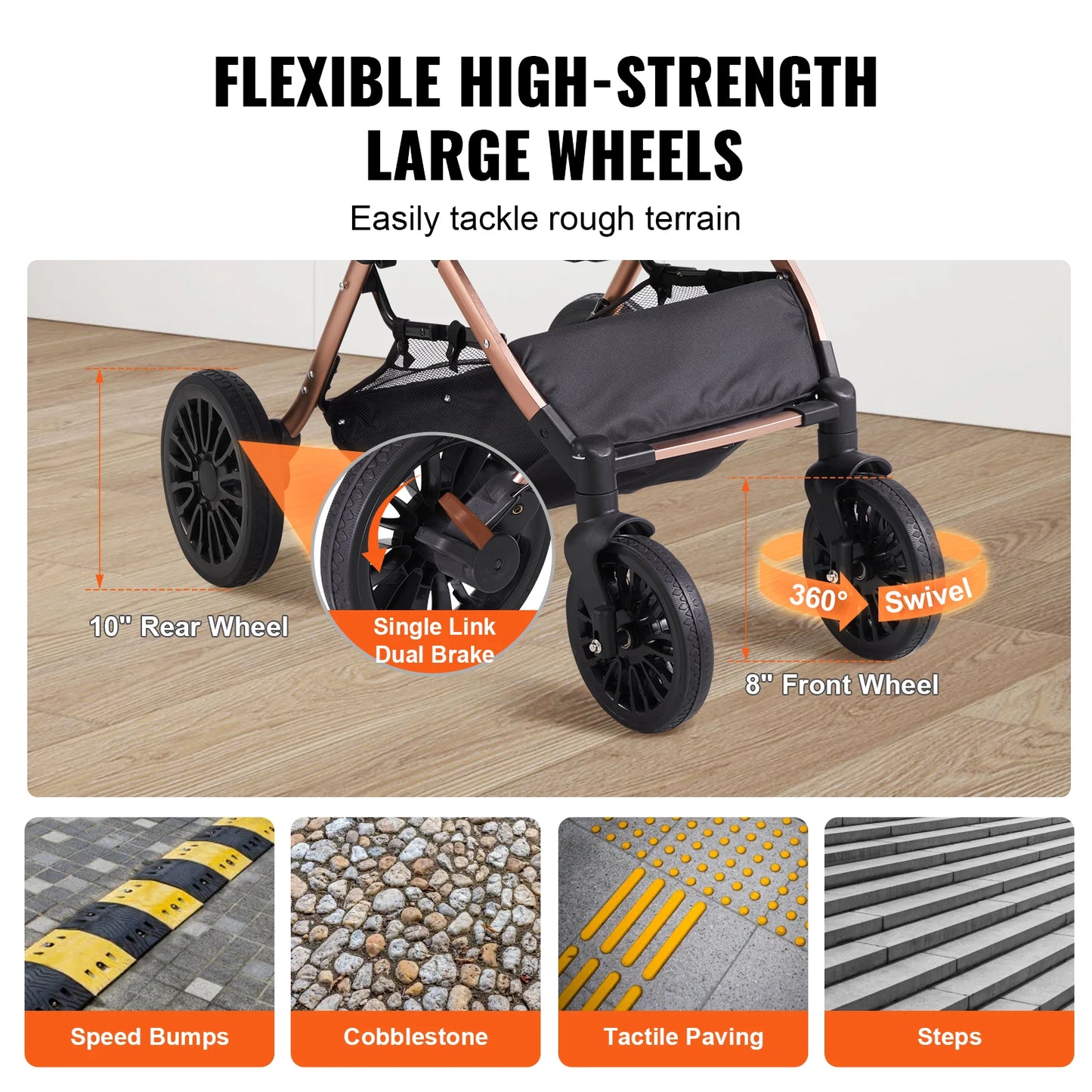 WiggZilla Pet Stroller with Brakes | Foldable Up To 66 lbs