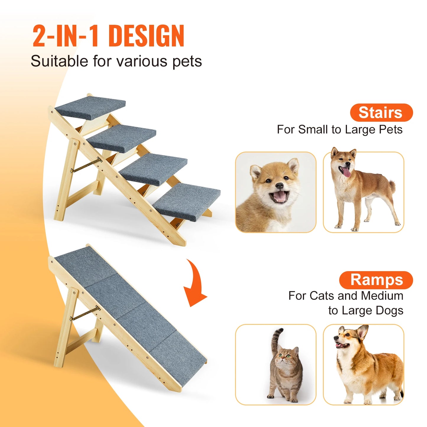 Foldable Wooden Pet Steps and Ramp