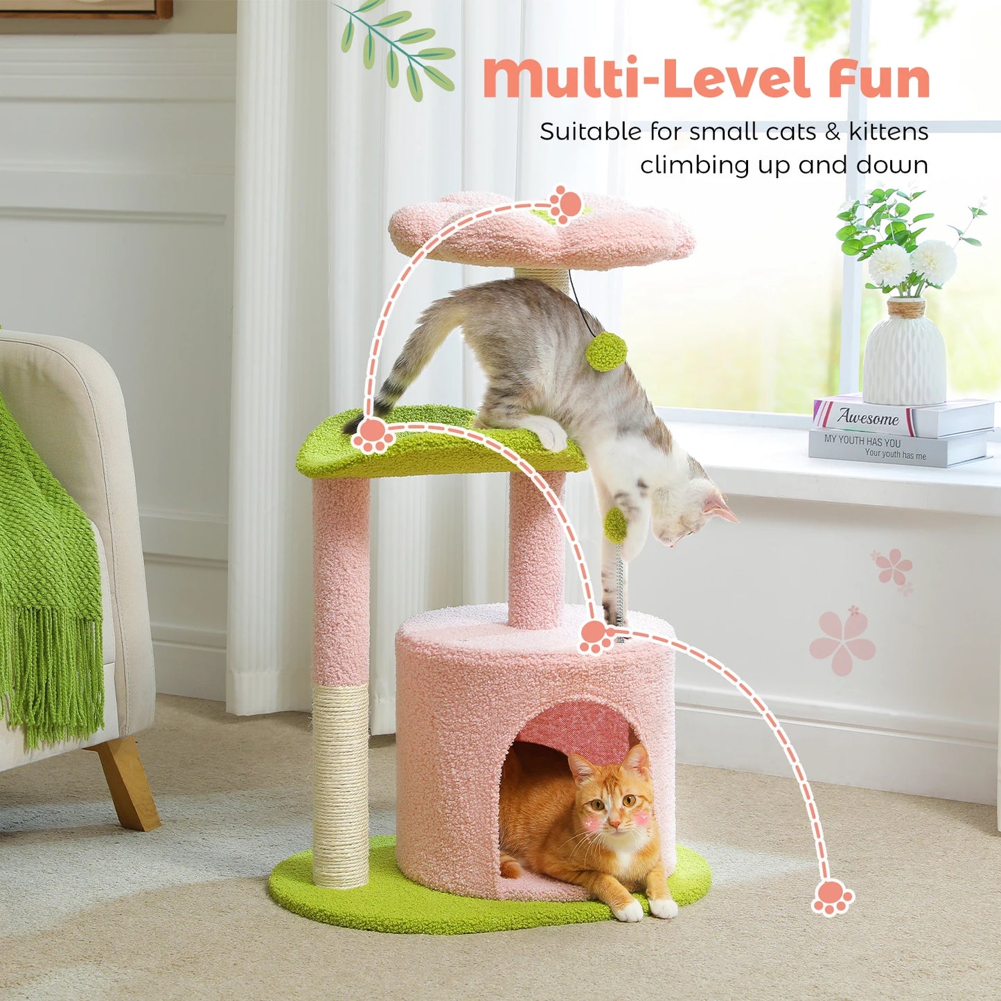 WaggZilla Flower Cat Tree for Indoor Cats