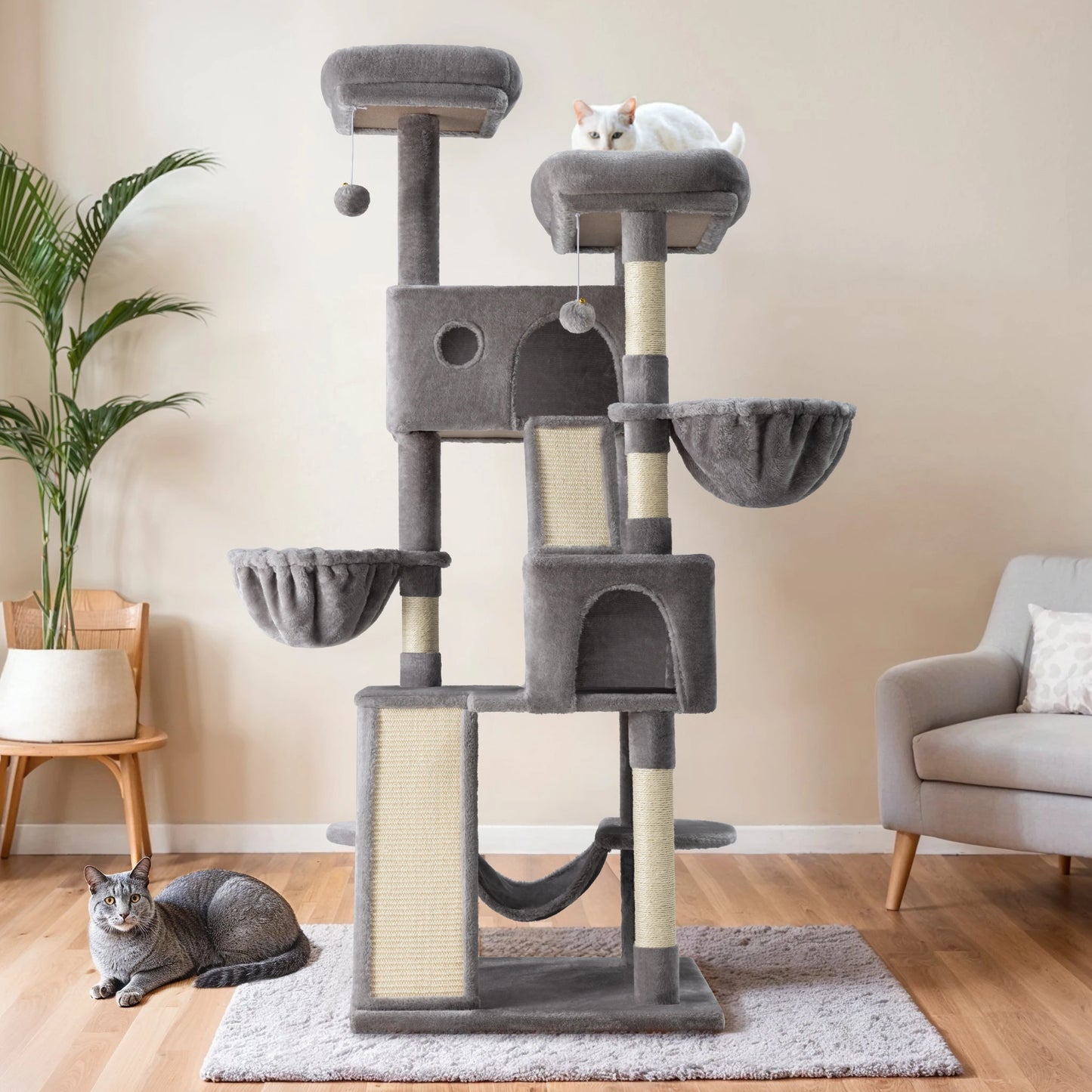 Multi-Level Large Cat Tree Tower with Baskets/Sisal Scratching Post