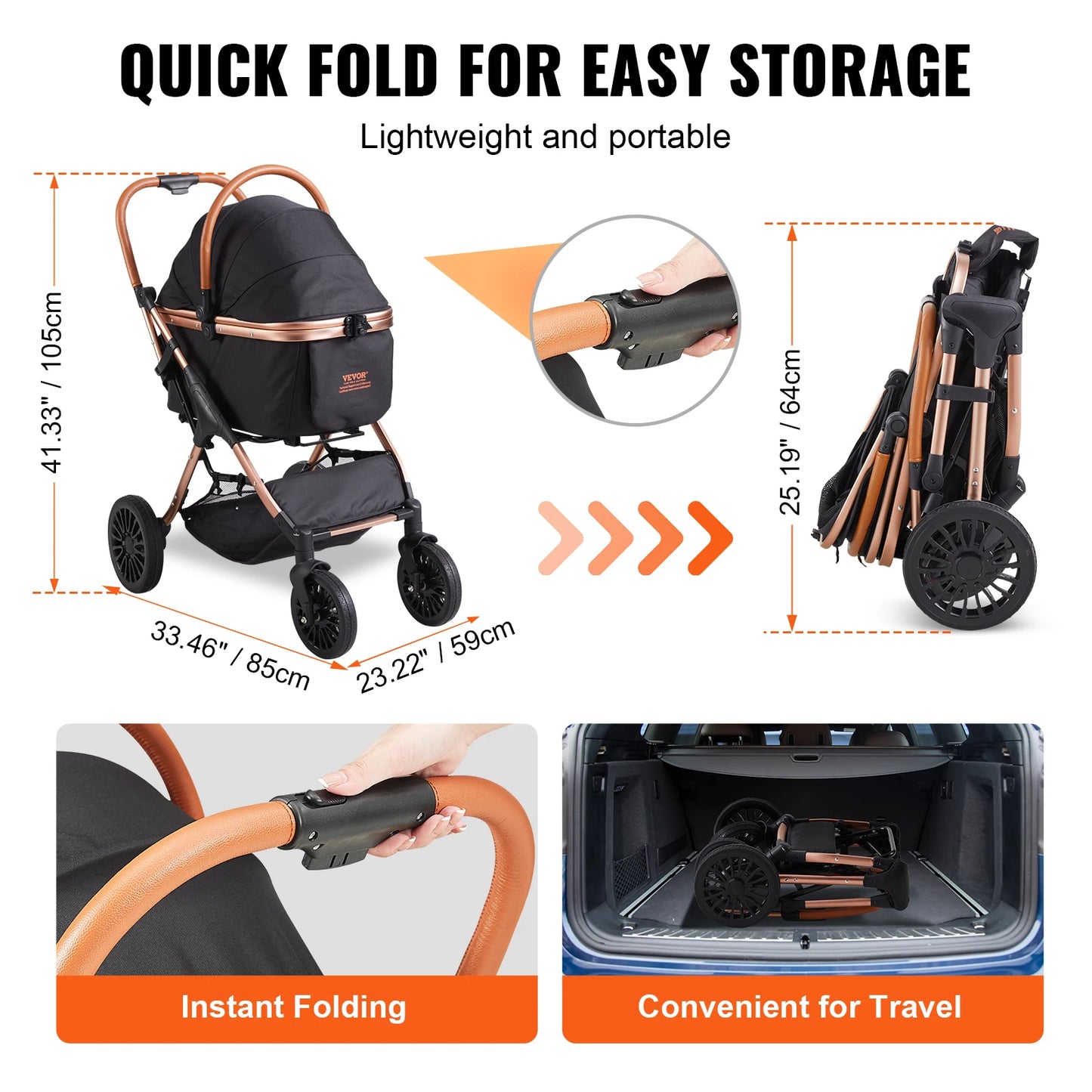 WiggZilla Pet Stroller with Brakes | Foldable Up To 66 lbs