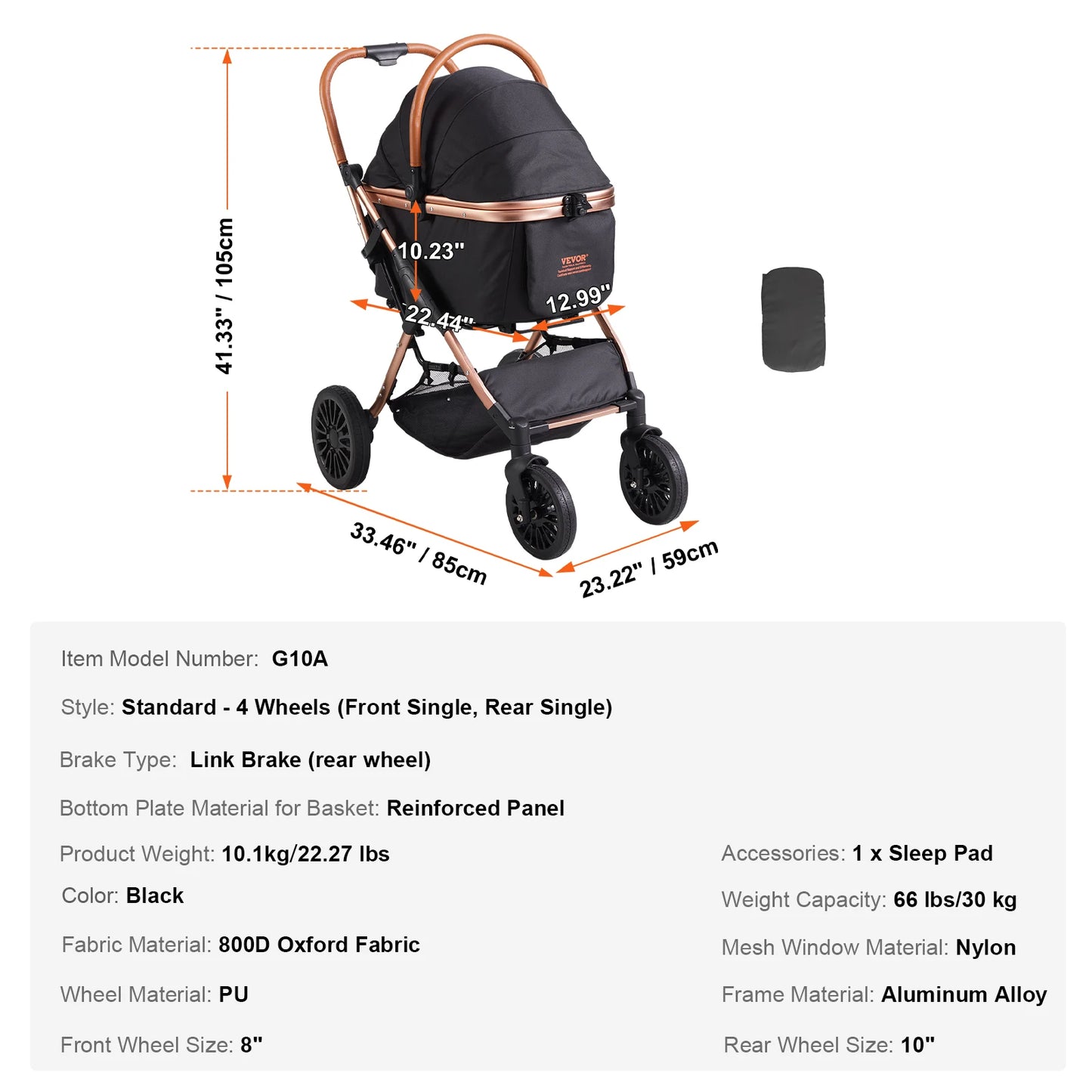 WiggZilla Pet Stroller with Brakes | Foldable Up To 66 lbs