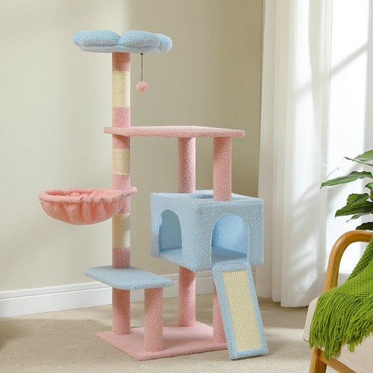 Flower Cat Tree With Scratching Post & Hammock