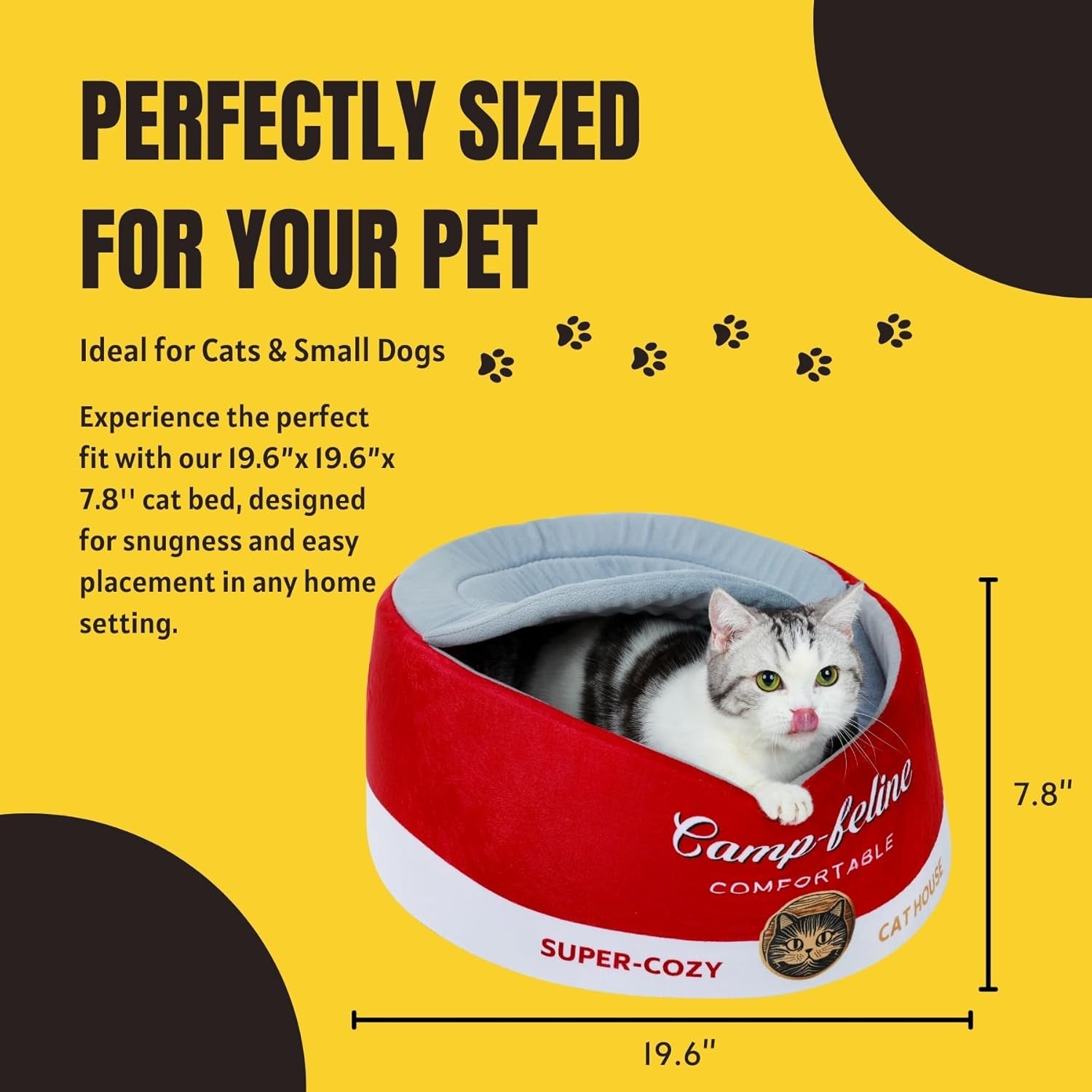 Can-Shaped Cat Bed with Privacy Cover - Comfortable Cushion for Cats & Small Dogs