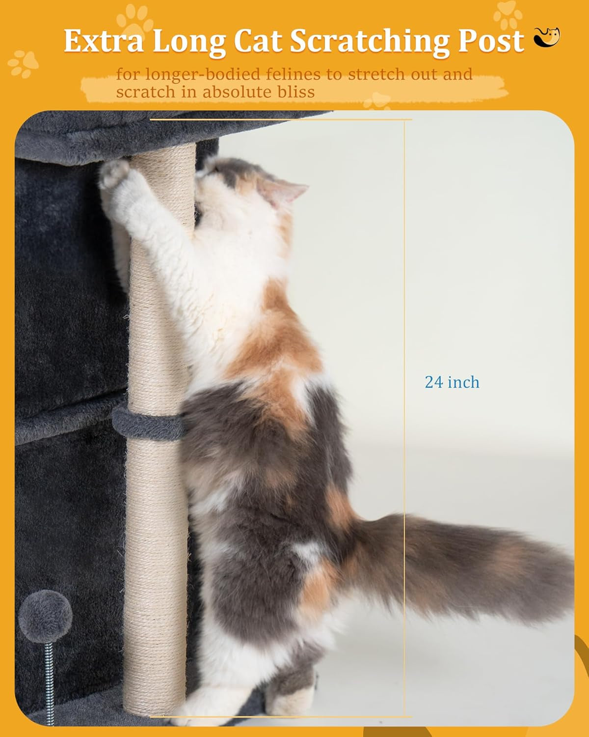 24In Cat Tree Tower with Scratching Post, 19 * 16.5In Window Perch for Large Cats, 2 Cat Condo Cubbies for Indoor Kittens, Dark Gray