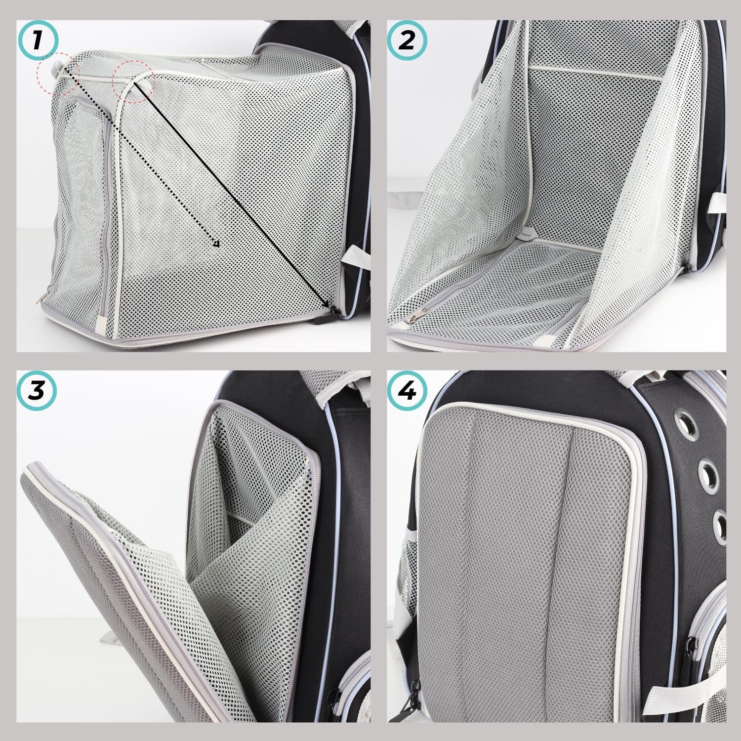 Cat Carrier Backpack, Bubble Dual Expandable Backpack Carrier, Pets and Small Dogs,Airline-Approved, Designed for Travel, Hiking, Walking & Outdoor Use (Dual Expandable-Black)