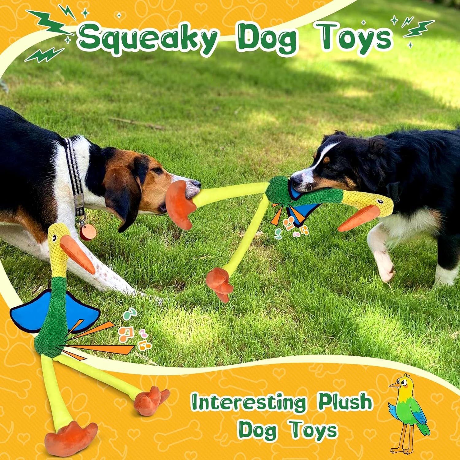 Large Squeaky Dog Toys - Plush Crinkle Dog Toy for Small, Medium, and Large Breeds - Fun for Indoor Puppies and Senior Pups Playing