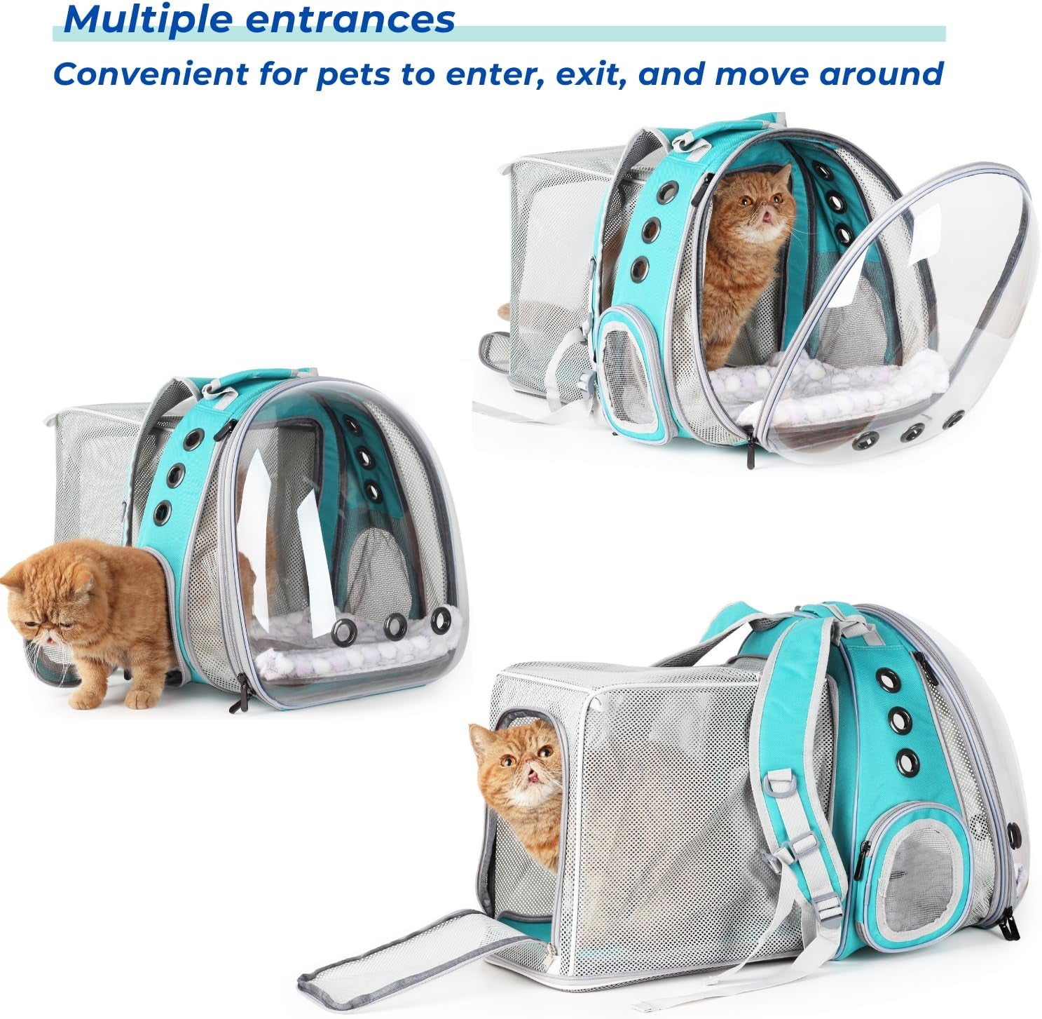 Cat Carrier Backpack, Bubble Dual Expandable Backpack Carrier, Pets and Small Dogs,Airline-Approved, Designed for Travel, Hiking, Walking & Outdoor Use (Dual Expandable-Green)