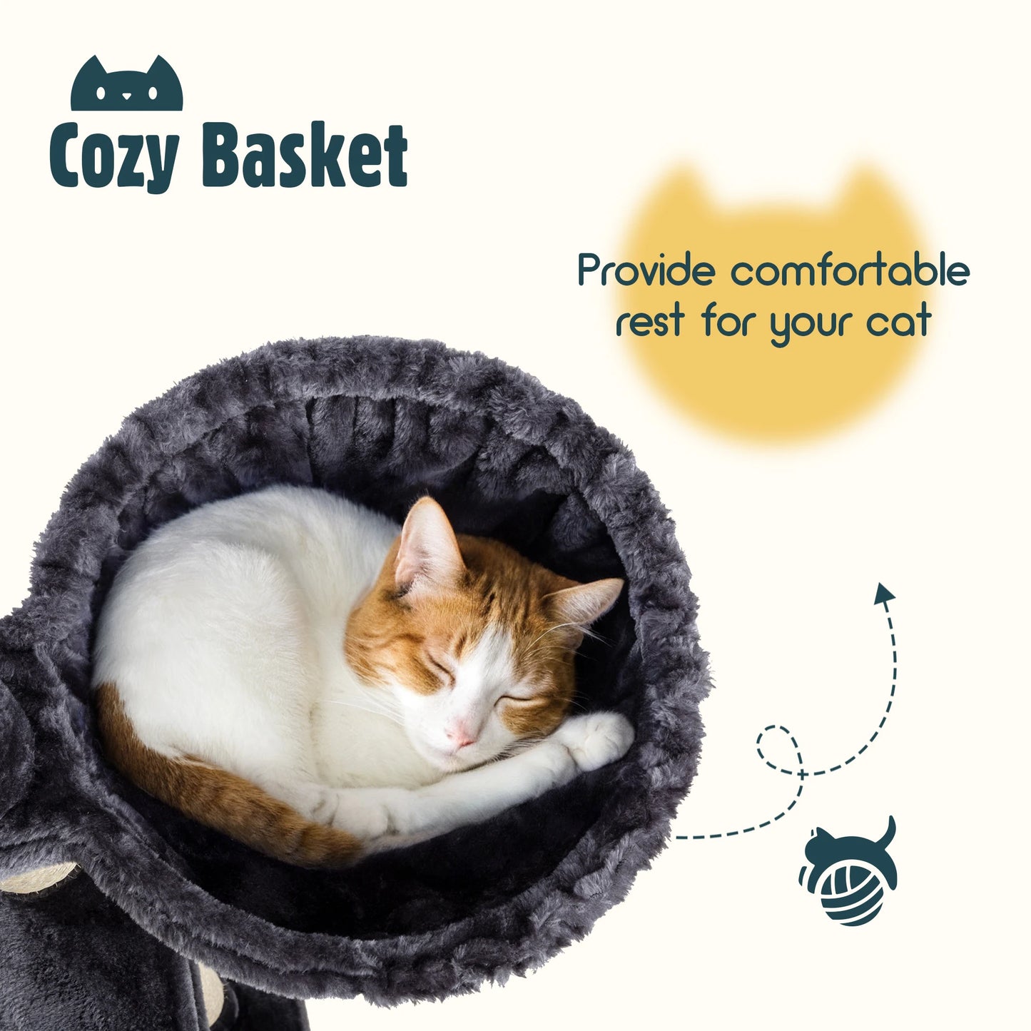 Multi-Level Large Cat Tree Tower with Baskets/Sisal Scratching Post