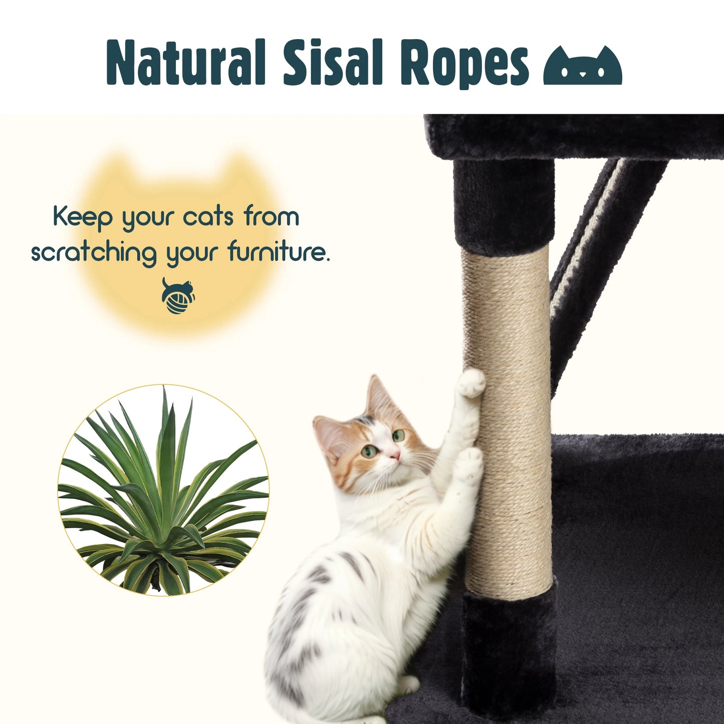 Multi-Level Large Cat Tree Tower with Baskets/Sisal Scratching Post