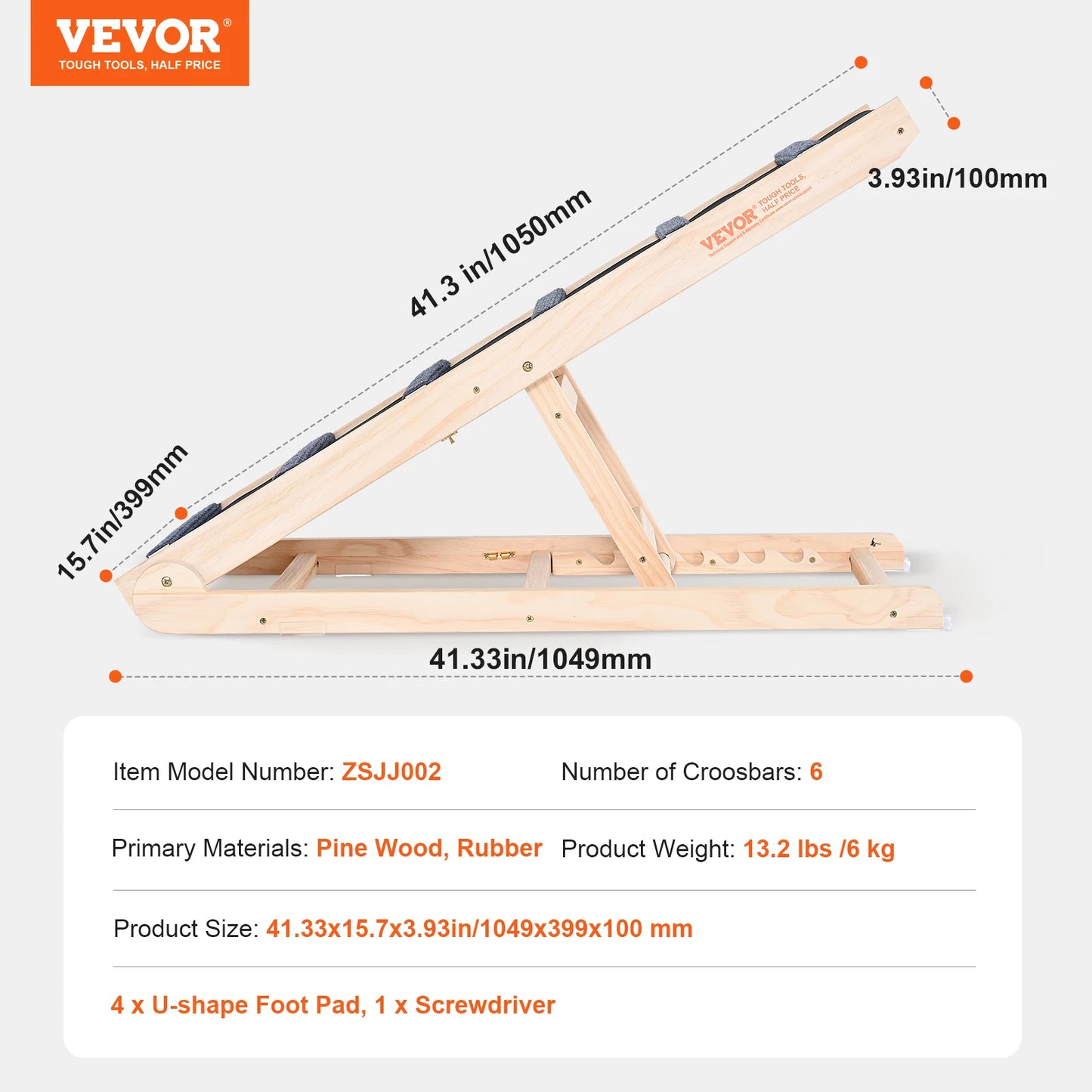 Adjustable Wooden Pet Ramp for Small Dogs & Cats