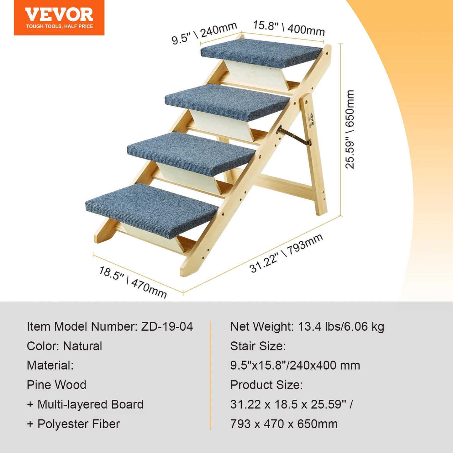 Foldable  Wooden Pet Steps and Ramp