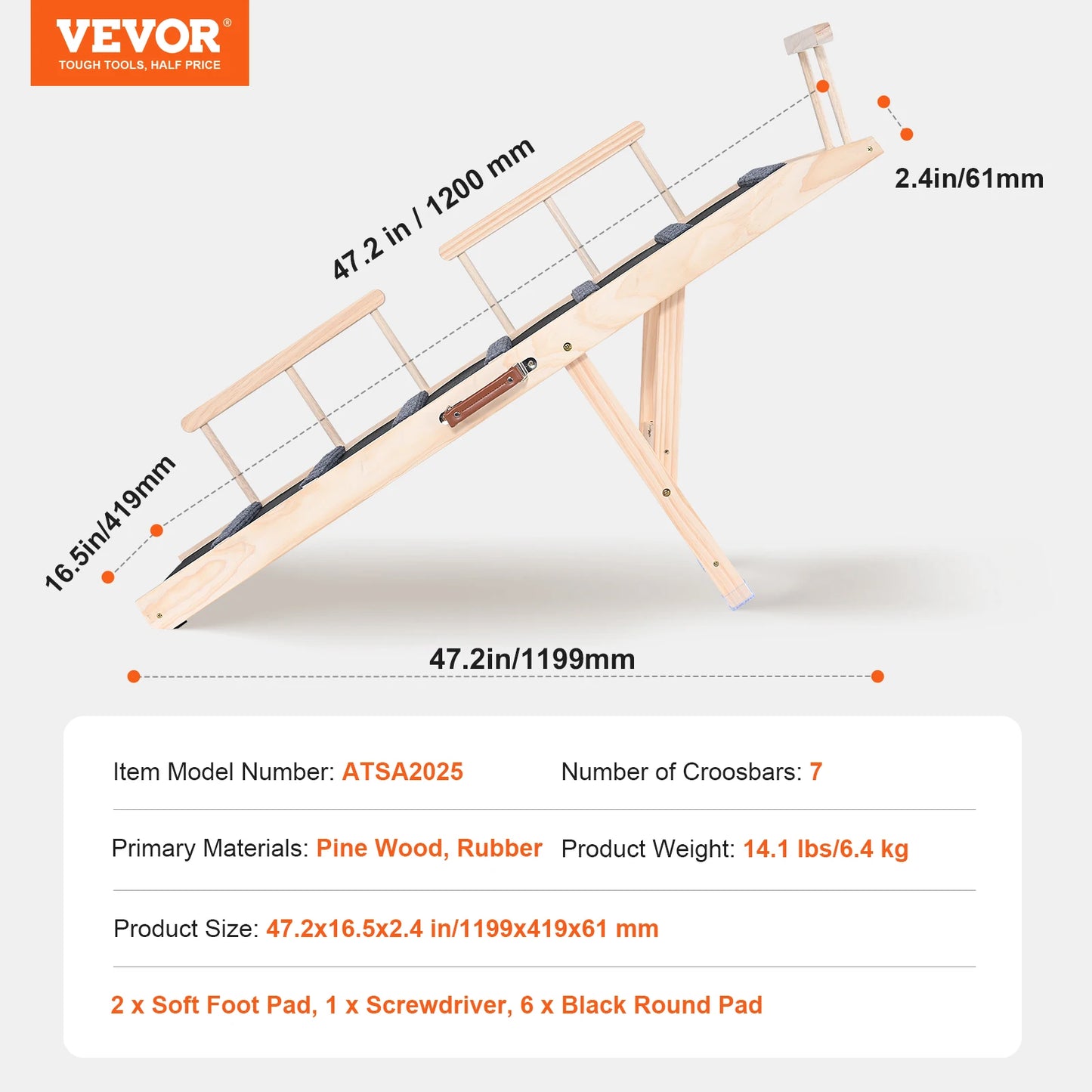 Adjustable Wooden Pet Ramp for Small Dogs & Cats