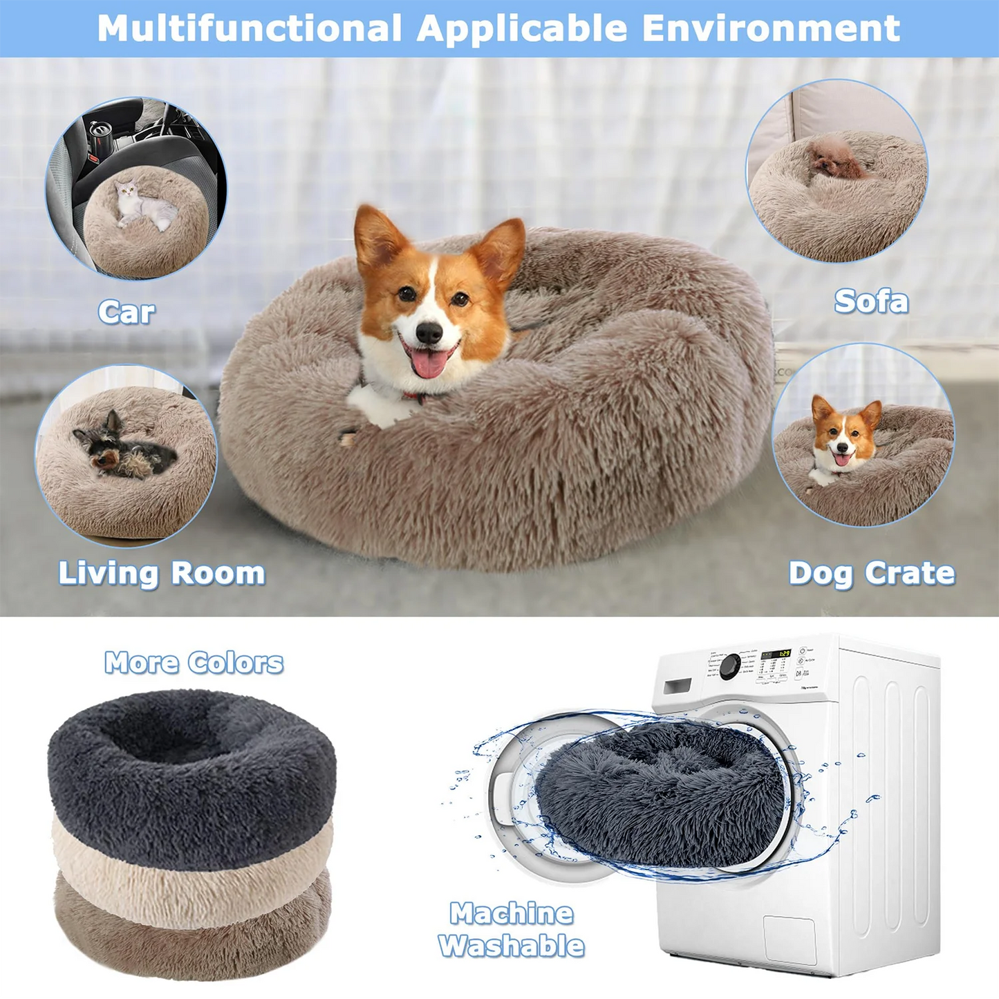 Fluffy Dog Bed For Large Bed  Round Shaped