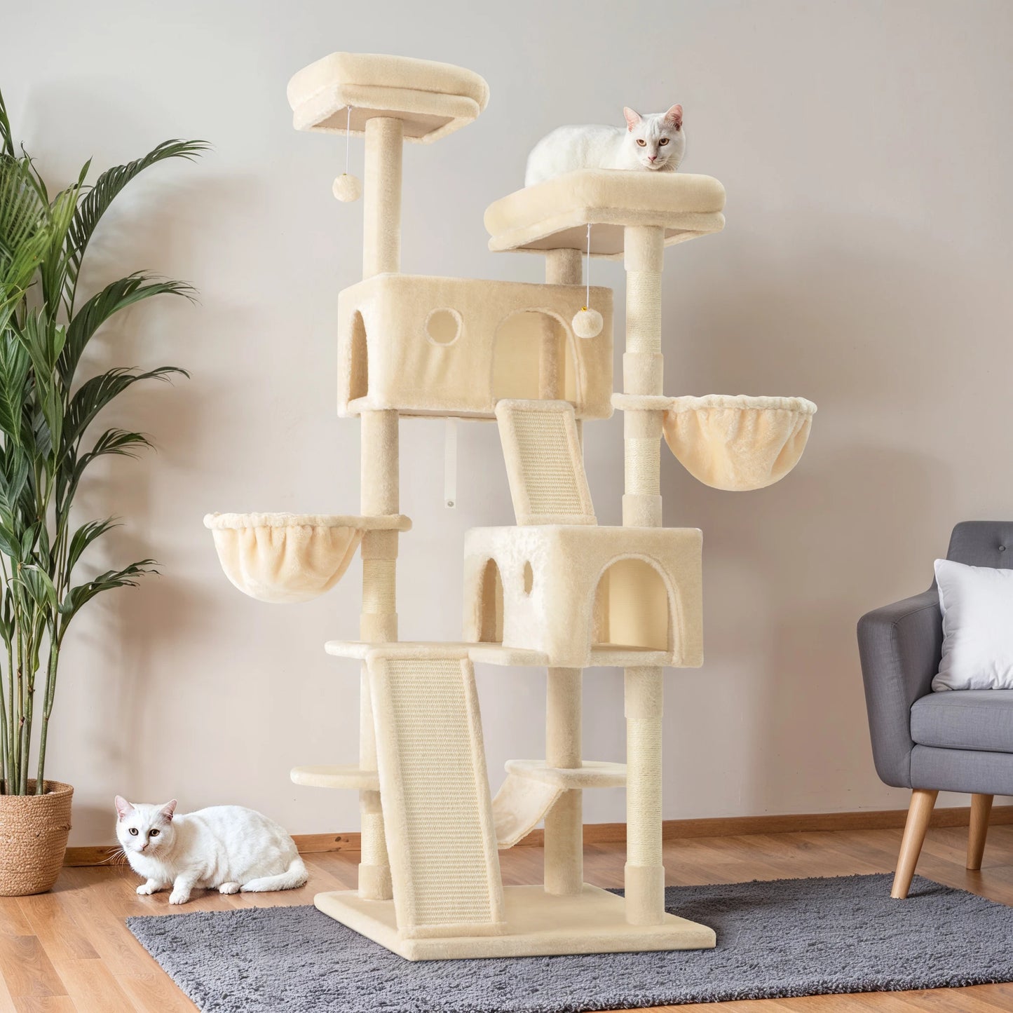 Multi-Level Large Cat Tree Tower with Baskets/Sisal Scratching Post