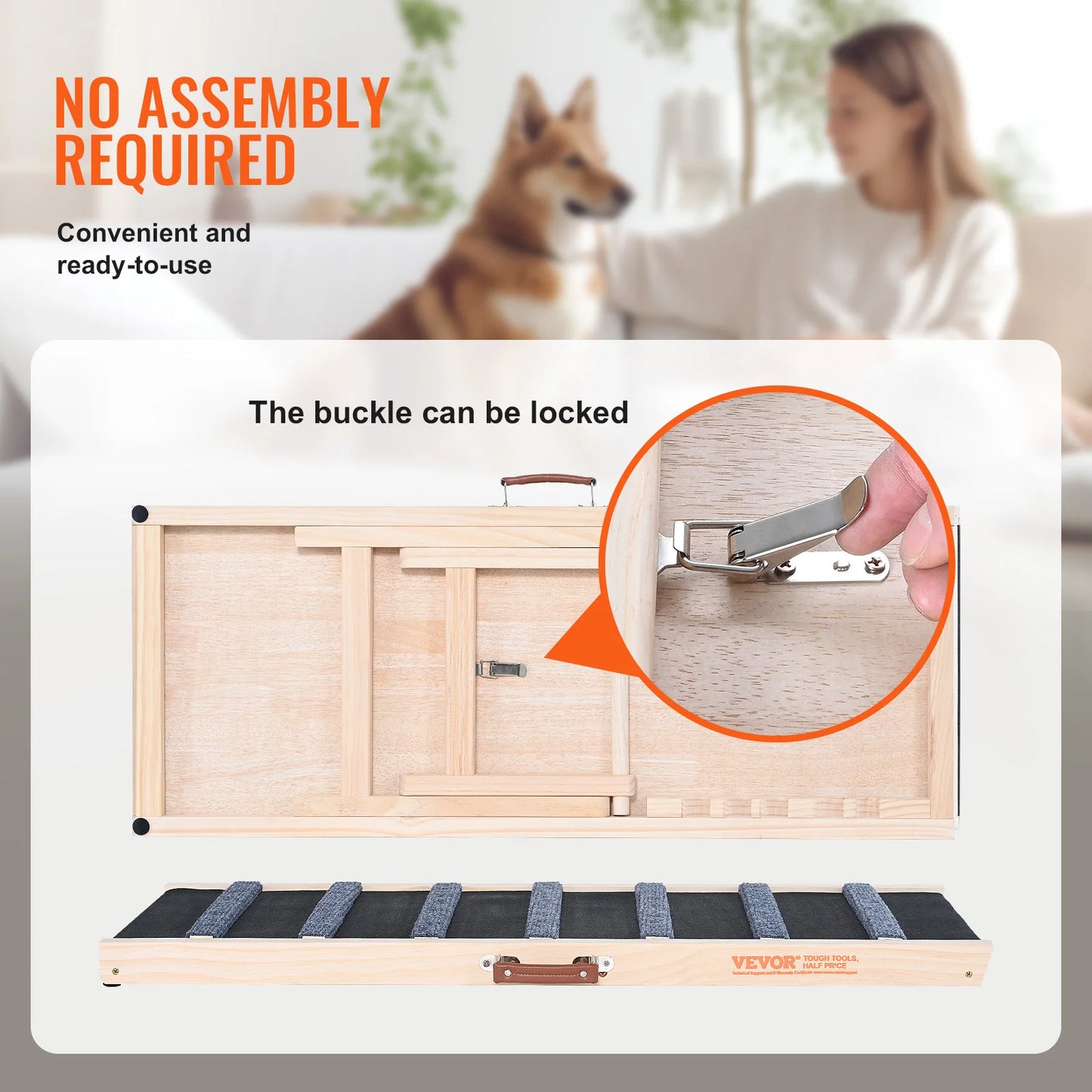 Adjustable Wooden Pet Ramp for Small Dogs & Cats