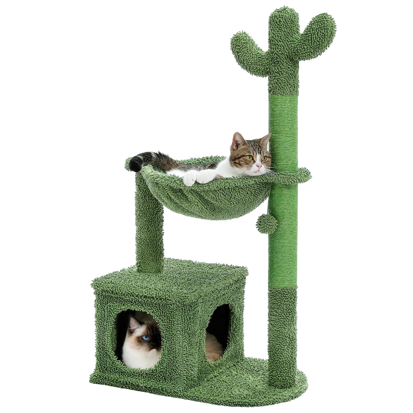 Cactus Cat Tree with Lagre Condo, Hammock, Dangling Ball
