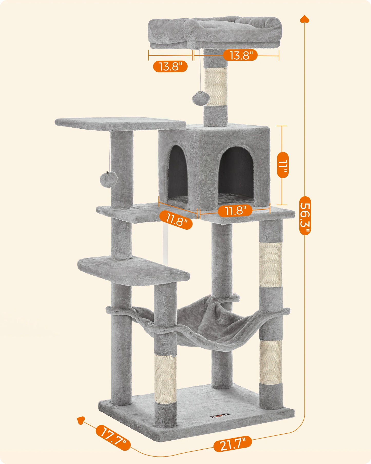 WaggZilla Cat Tower, Tree, Condo Bed