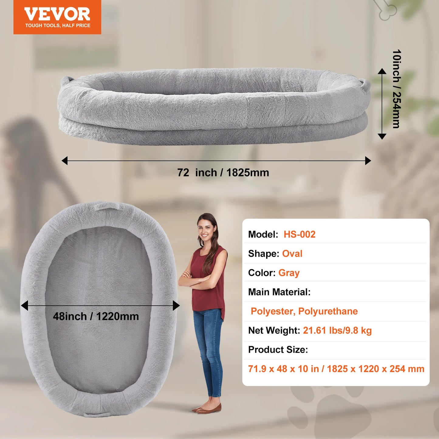 WaggZilla Faux Rabbit Fur Bed for Human & Dogs
