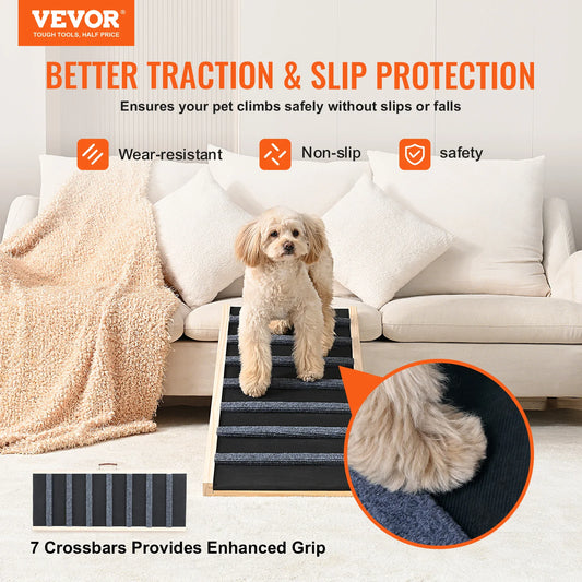 Adjustable Wooden Pet Ramp for Small Dogs & Cats