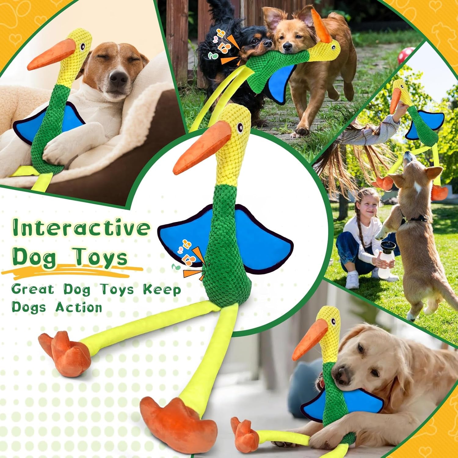 Large Squeaky Dog Toys - Plush Crinkle Dog Toy for Small, Medium, and Large Breeds - Fun for Indoor Puppies and Senior Pups Playing