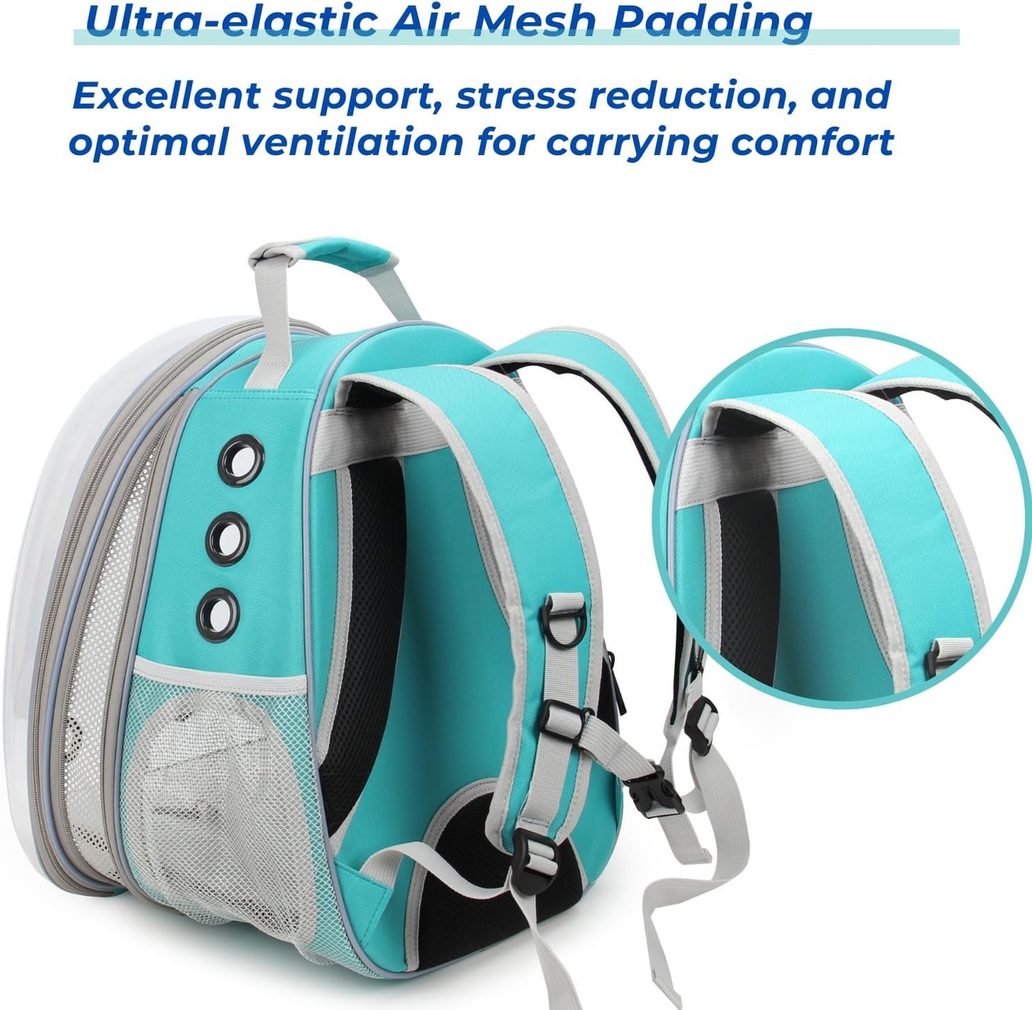 Cat Carrier Backpack, Bubble Expandable Backpack Carrier, Pets and Small Dogs,Airline-Approved, Designed for Travel, Hiking, Walking & Outdoor Use (Back Expandable-Green)